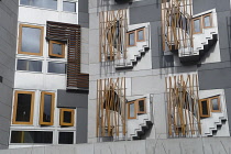 Scotland, Edinburgh, Scottish Parliament building, window detail.