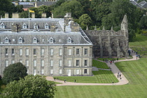 Scotland, Edinburgh, Palace of Holyroodhouse, view from Holyrood Park.