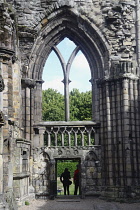 Scotland, Edinburgh, Palace of Holyroodhouse, Abbey church, nave ruins & arches.