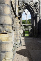 Scotland, Edinburgh, Palace of Holyroodhouse, Abbey church nave ruins interior.
