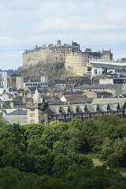 Scotland, Edinburgh, Holyrood Park, view to Edinburgh Castle from Holyrood Park.
