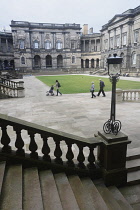 Scotland, Edinburgh, Old College, inner courtyard with staircases.