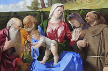 Scotland, Edinburgh, National Gallery of Scotland, 'The Virgin & Child with Saints Jerome, Peter, Francis & an unidentified Female Saint' 1505 by Lorenzo Lotto.