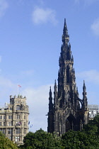 Scotland, Edinburgh, the Scott Monument with Jenners department store in distance.