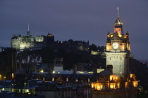 Scotland, Edinburgh, Calton Hill, night time view across the city.