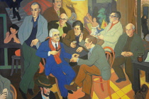 Scotland, Edinburgh, Scottish National Portrait Gallery, 'Poets Pub' by Alexander Moffat 1980.