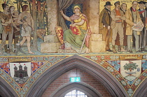 Scotland, Edinburgh, Scottish National Portrait Gallery, interior restored decoration, Main Hall frieze depicting Scottish Historical figures.