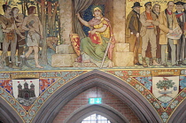 Scotland, Edinburgh, Scottish National Portrait Gallery, interior restored decoration, Main Hall frieze depicting Scottish Historical figures.