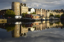 Scotland, Edinburgh, Leith, The Shore at sunset with the Signal Tower.