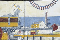 Scotland, Edinburgh, Scottish Mining Museum, mural.