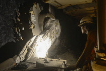 Scotland, Edinburgh, Scottish Mining Museum, display 1500 ft down the mine to the mine head.