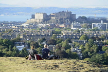 Scotland, Edinburgh, Blackford Hill, Views across to Edinburgh Castle.