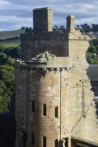 Scotland, Edinburgh, Linlithgow Palace, tower and palace architecture.