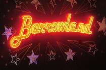 Scotland, Glasgow, East End, Glasgow Green, The People's Palace, Barrowland Ballroom neon lights.