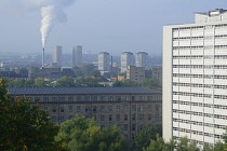 Scotland, Glasgow, Necropolis, view across the city from Necropolis.