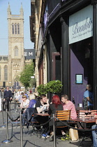 Scotland, Glasgow, Merchant City, outdoor cafe at the Old Fruitmarket.