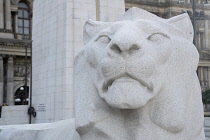 Scotland, Glasgow, City Centre, George Square, lion at the cenotaph.