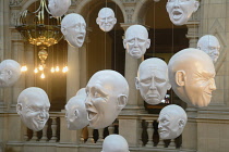 Scotland, Glasgow, West End, Kelvingrove Art Gallery and Museum, Sophie Cave's 'Floating Heads' installation.