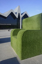 Scotland, Glasgow, West End, Riverside Museum, funky oversized seating.