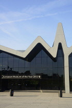 Scotland, Glasgow, West End, Riverside Museum, Zaha Hadid designed museum.