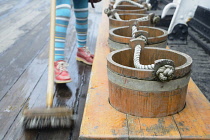 Scotland, Glasgow, West End, The Tall Ship, sloshing the deck.