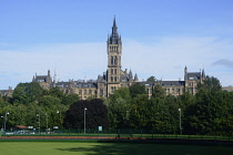 Scotland, Glasgow, West End, view of Glasgow University from Kelvin Way.