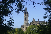 Scotland, Glasgow, West End, view of Glasgow University from Kelvin Way.