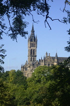 Scotland, Glasgow, West End, view of Glasgow University from Kelvin Way.