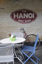 Scotland, Glasgow, West End, The Hanoi Bike shop restaurant on Ruthven Lane.