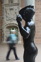 Scotland, Glasgow, South Side, Burrell Collection, The Age of Bronze 1875 Rodin and inner courtyard.