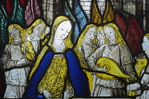 Scotland, Glasgow, South Side, Burrell Collection, Saint Cecilia and Angels 15thC German stained glass.