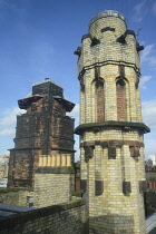 Scotland, Glasgow, Mackintosh Glasgow, The Lighthouse, viewpoint tower and chimney stacks.