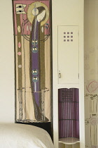 Scotland, Glasgow, Mackintosh Glasgow, The Hill House, panel detail, main bedroom.