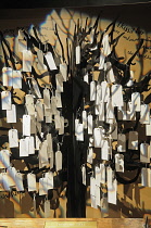 Scotland, Burns Country, Burns National Heritage Park, Trysting Tree exhibit where visitors leaves messages.