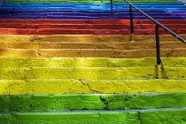 Turkey, Istanbul, Colourful painted steps, Karakoy region.