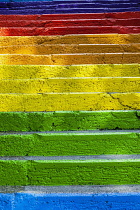 Turkey, Istanbul, Colourful painted steps, Karakoy region.