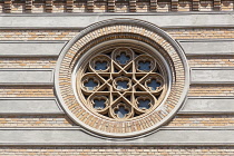 Romania, Constanta, Round window on front of Saint Peter and Saint Paul the Apostles Cathedral.