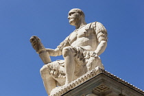 Italy, Tuscany, Florence, Statue of Giovanni Delle Bande Nere also known as Giovanni Di Bicci De Medici, Piazza San Lorenzo.