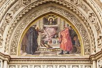 Italy, Tuscany, Florence, Florence Cathedral, Cattedrale Di Santa Maria Del Fiore, mosaic on exterior wall.