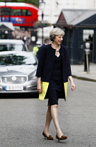 England, London, Westmiinster, Theresa May on her first day as prime minister in Downing Street.