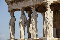 Greece, Attica, Athens, The Caryatids in the Erechtheion, at the Acropolis.