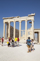 Greece, Attica, Athens, Tourists visiting the Erechtheion, at the Acropolis.