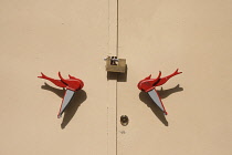 Malta, Safi, Ornate door handles on Labour party headquarters.