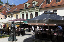 Croatia, Zagreb, Old Town, Tkalciceva Street, Zagorka statue of Marija Juric.
