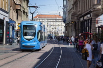 Croatia, Zagreb, Old town, Trams travelling on  Ilica toward Josipa Jelacica Square.