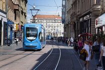 Croatia, Zagreb, Old town, Trams travelling on  Ilica toward Josipa Jelacica Square.