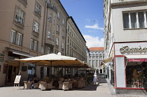 Croatia, Zagreb, Old town, CAfe outdoor seating on Frana Petrica street.