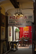 Croatia, Zagreb, Old town, Pizzaria interior.