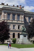 Croatia, Zagreb, Old town, Park Josipa Jurja Strossmayera, Knjiznica HAZU, Library of Croatian Academy of Arts and Sciences.