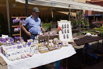 Croatia, Zagreb, Old town, Lavender products on sale in Dolac market.